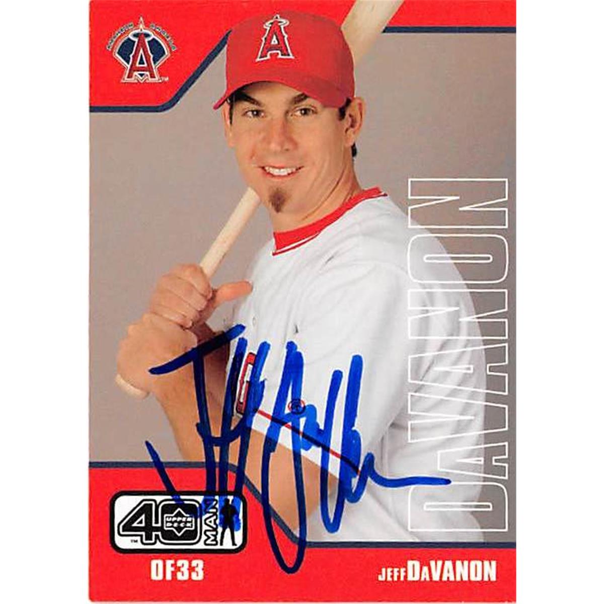Picture of Autograph Warehouse 365655 Jeff Davanon Autographed Baseball Card - 2002 Upper Deck Forty Man 32