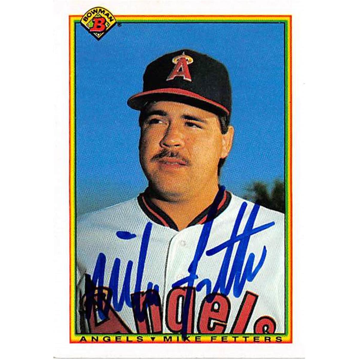 365769 Mike Fetters Autographed Baseball Card - 1990 Topps Bowman 286