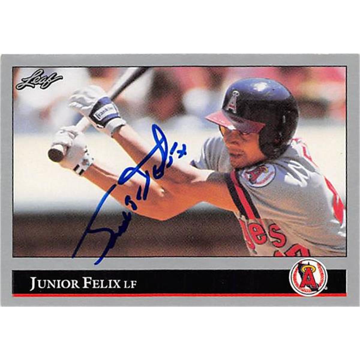 365771 Junior Felix Autographed Baseball Card - 1992 Leaf 118