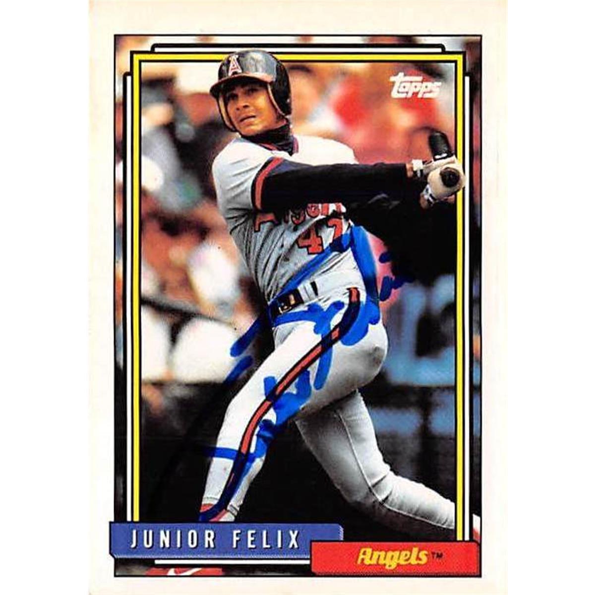 Picture of Autograph Warehouse 365774 Junior Felix Autographed Baseball Card - 1992 Topps 189