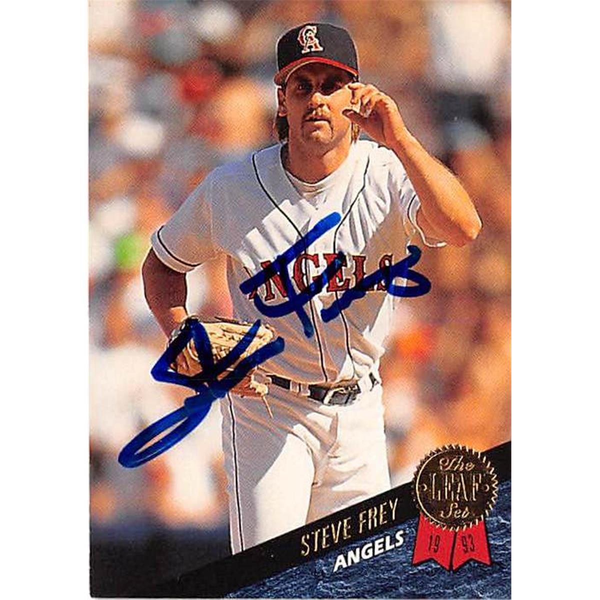 365781 Steve Frey Autographed Baseball Card - 1993 Leaf 488