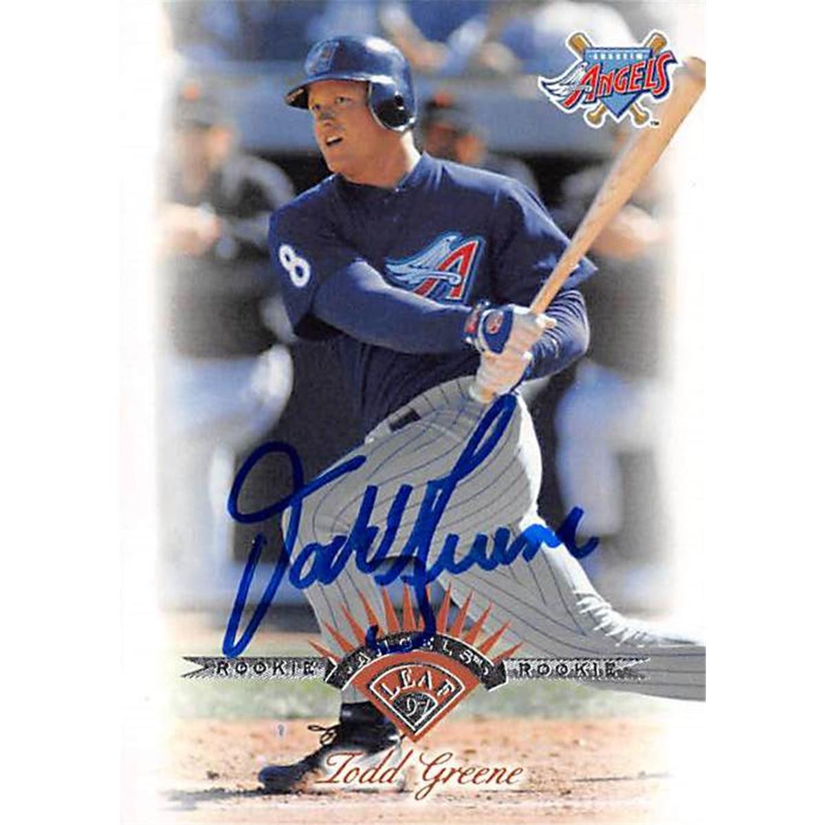 365861 Todd Greene Autographed Baseball Card - 1997 Leaf 331 Rookie
