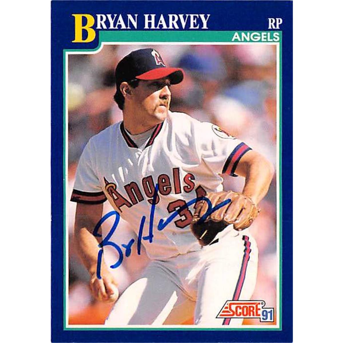 365874 Bryan Harvey Autographed Baseball Card - 1991 Score 108
