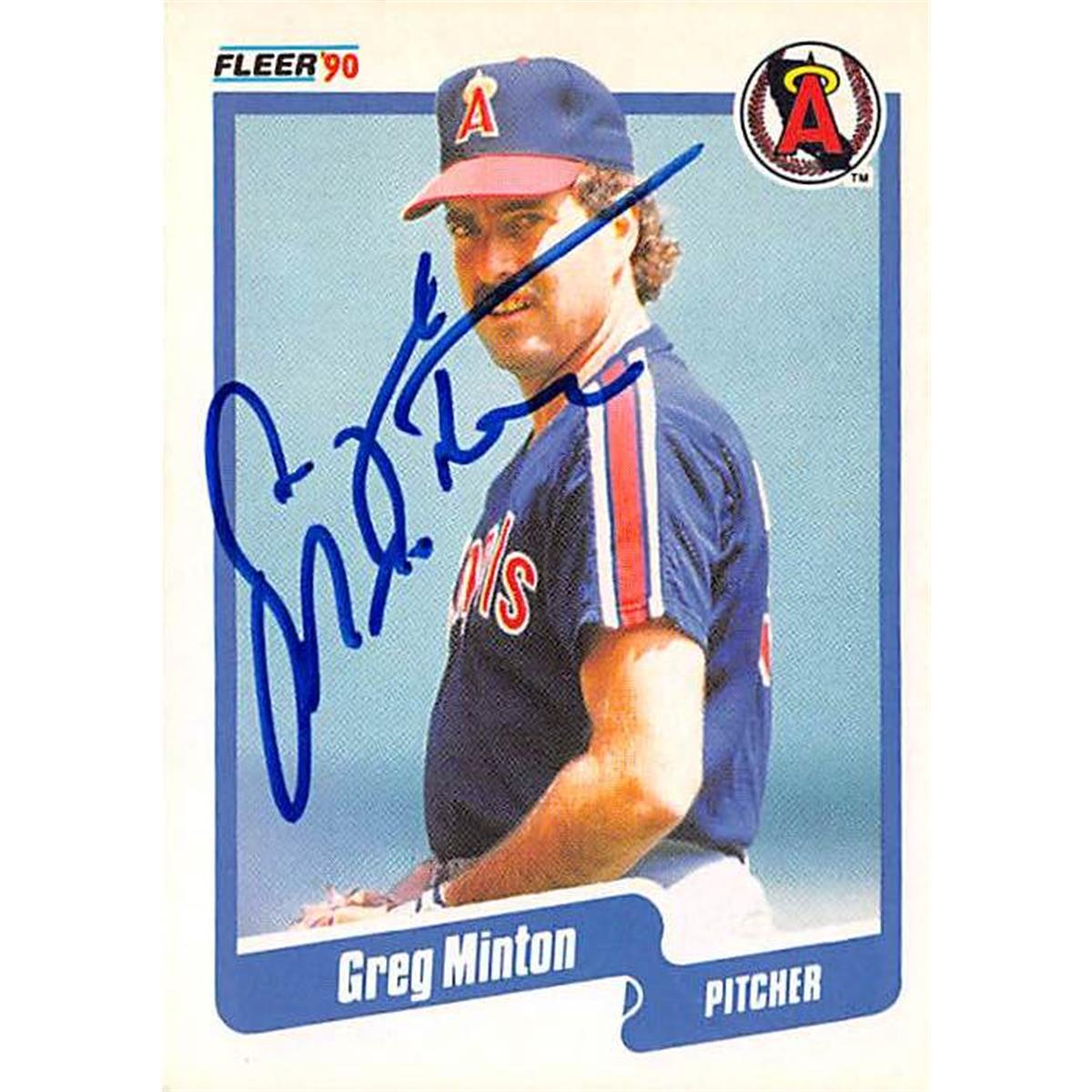 366053 Greg Minton Autographed Baseball Card - 1990 Fleer 140