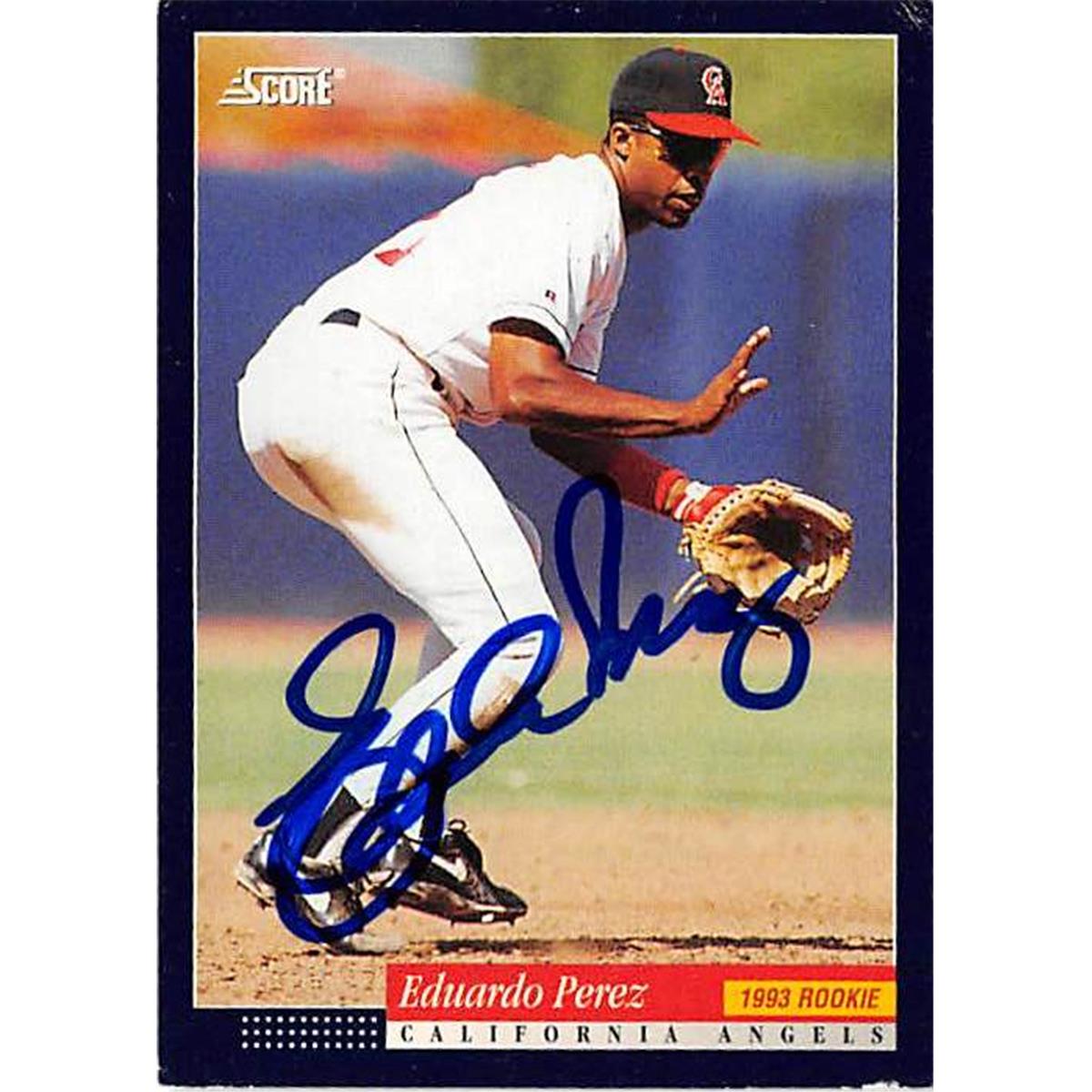 Picture of Autograph Warehouse 366127 Eduardo Perez Autographed Baseball Card - 1993 Score 307 Rookie