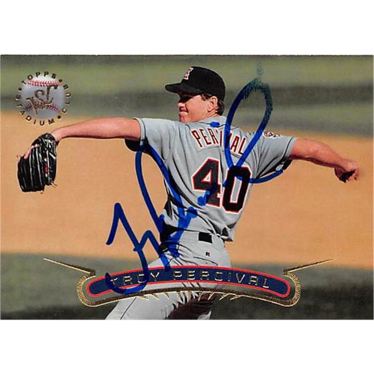 Picture of Autograph Warehouse 366148 Troy Percival Autographed Baseball Card - 1996 Topps Stadium Club 328