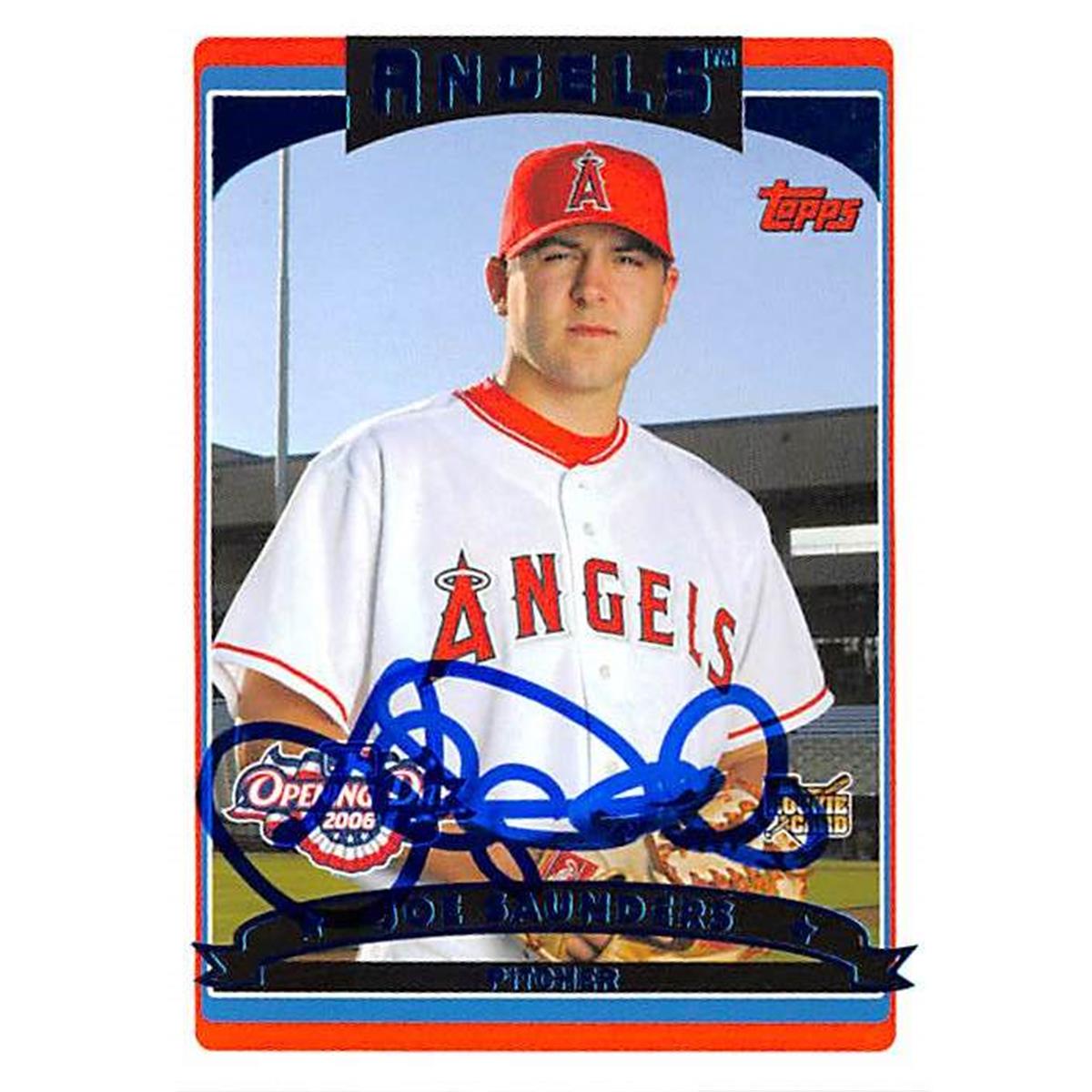 Picture of Autograph Warehouse 366294 Joe Saunders Autographed Baseball Card - 2006 Topps Opening Day 150 Rookie