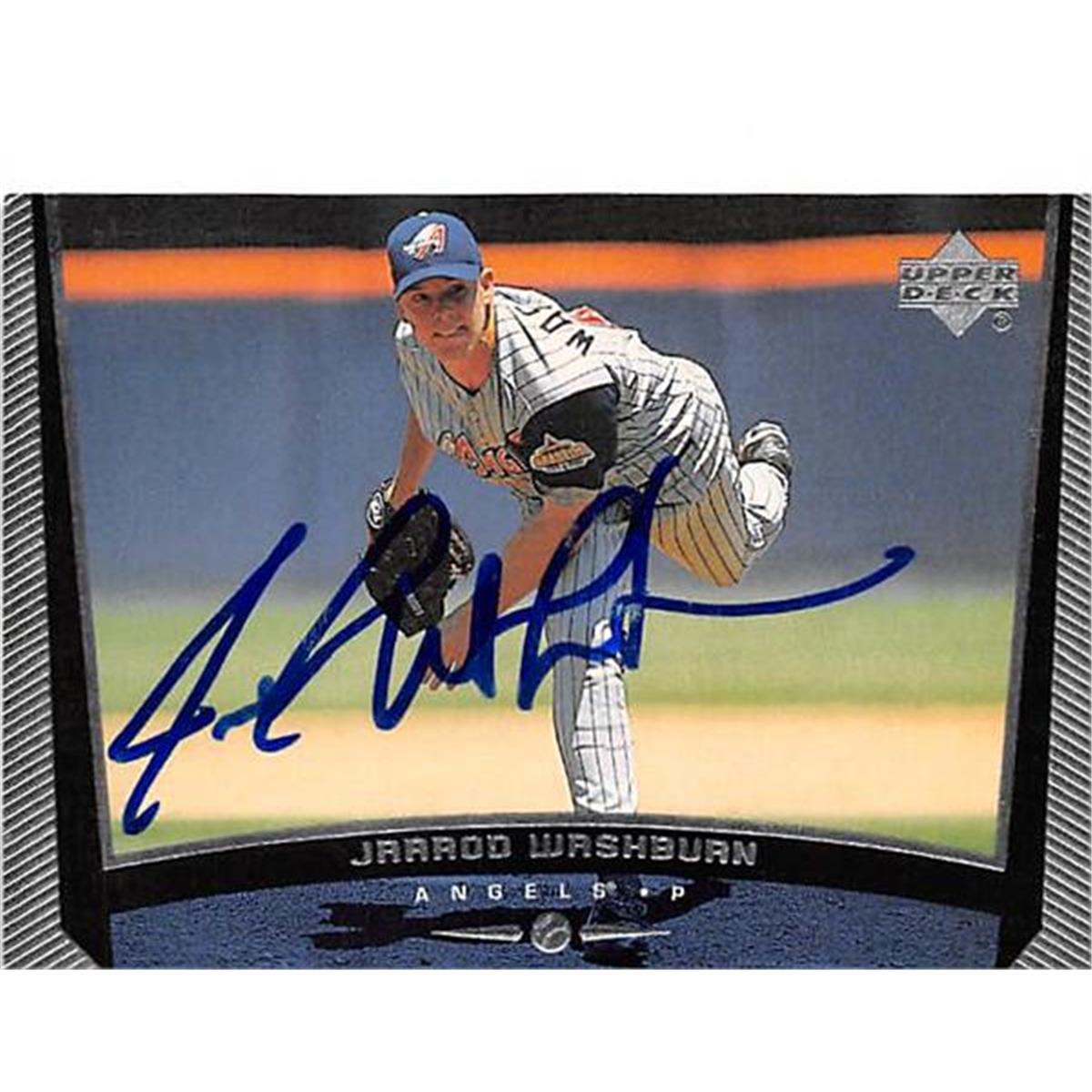Picture of Autograph Warehouse 366337 Jarrod Washburn Autographed Baseball Card - 1999 Upper Deck 293