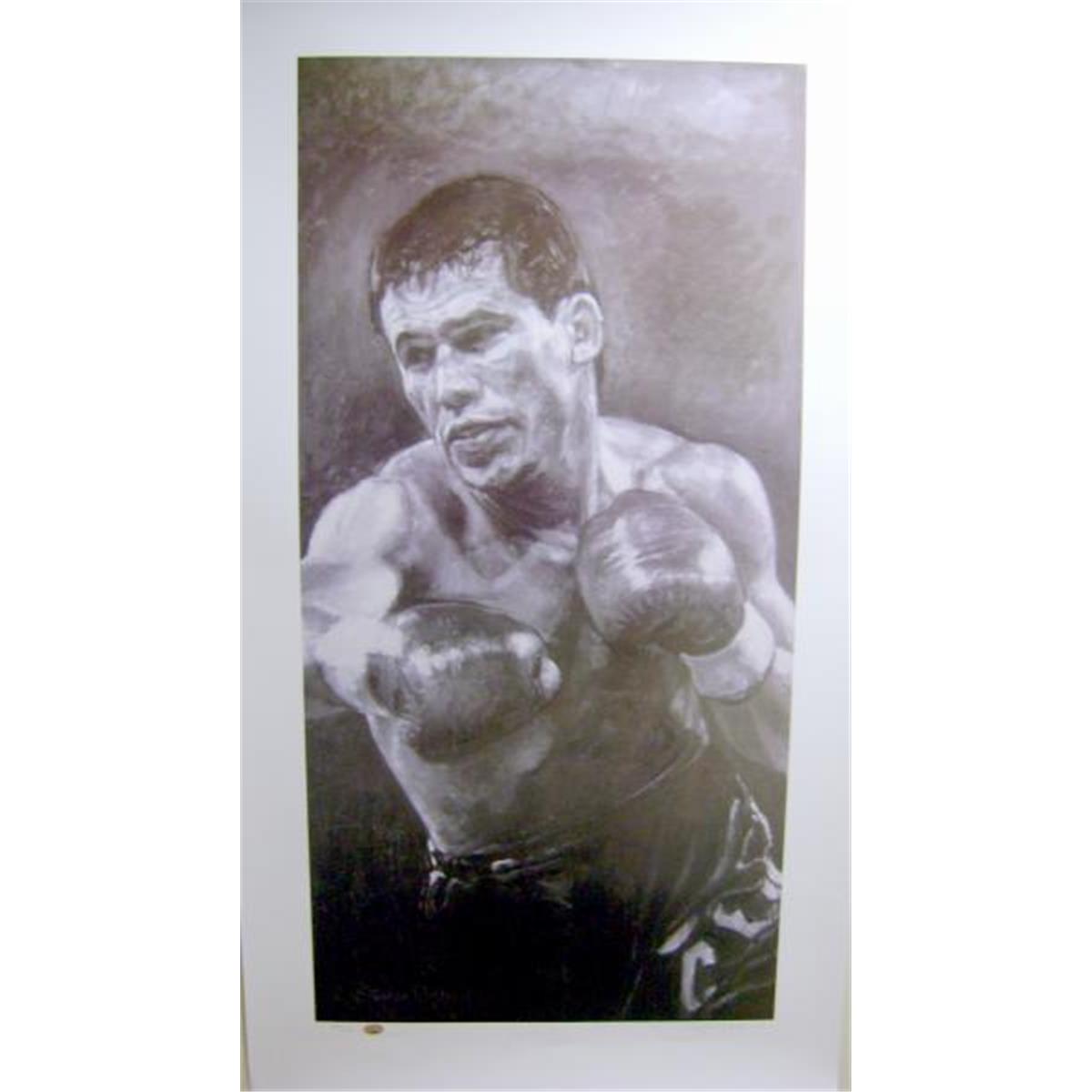408821 18 x 26 in. Julio Cesar Chavez Autographed Lithograph - PSA DNA Authentication Certificate Hologram