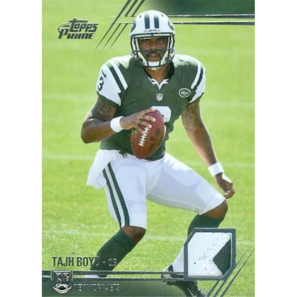 Picture of Autograph Warehouse 409306 Tajh Boyd Player Worn Jersey Patch Football Card - 2014 Topps Prime Rookie PPTBO