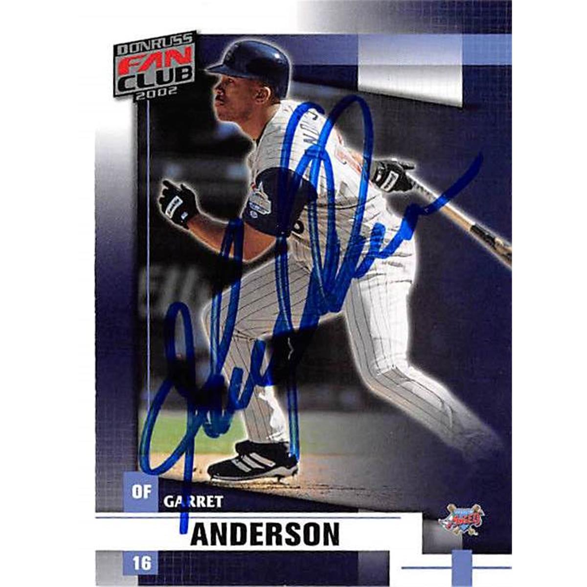 Picture of Autograph Warehouse 365462 Garret Anderson Autographed Baseball Card - 2002 Donruss Fan Club 25