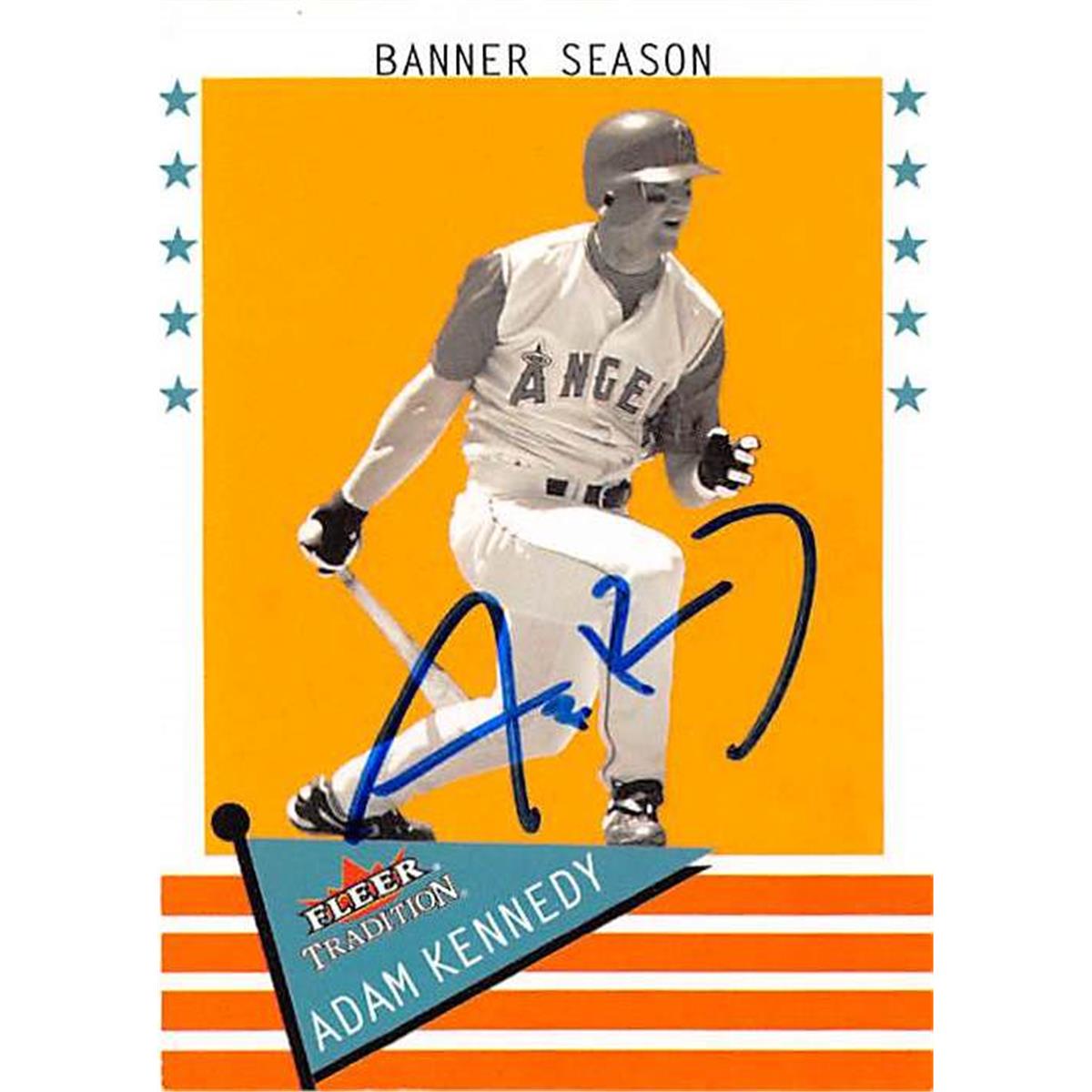 365953 Adam Kennedy Autographed Baseball Card - 2003 Fleer Tradition 461 Banner Season