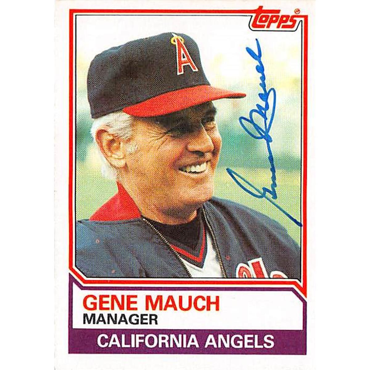 366015 Gene Mauch Autographed Baseball Card - 1983 Topps 276