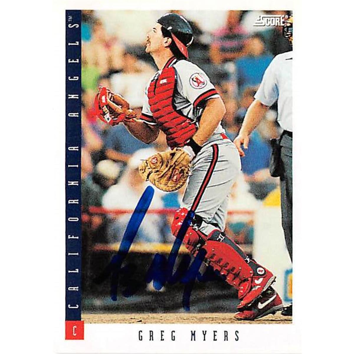 366037 Greg Myers Autographed Baseball Card - 1993 Score 468