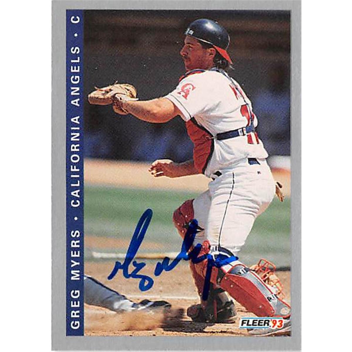 366040 Greg Myers Autographed Baseball Card - 1993 Fleer F185
