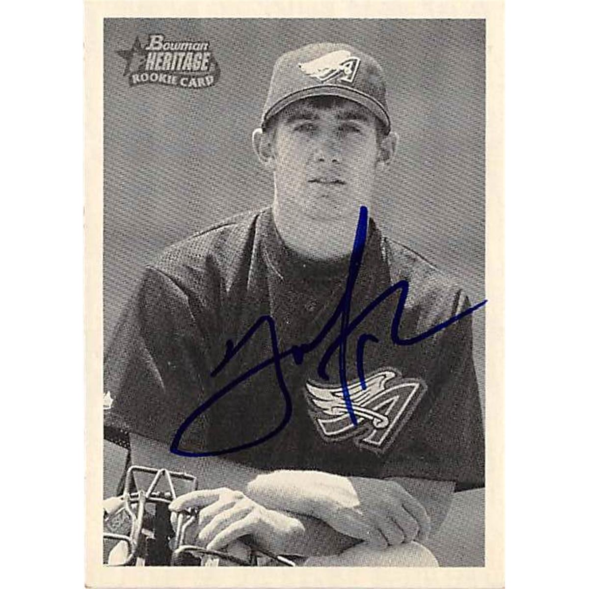 Picture of Autograph Warehouse 366066 Jeff Mathis Autographed Baseball Card - 2001 Topps Bowman Heritage 330 Rookie