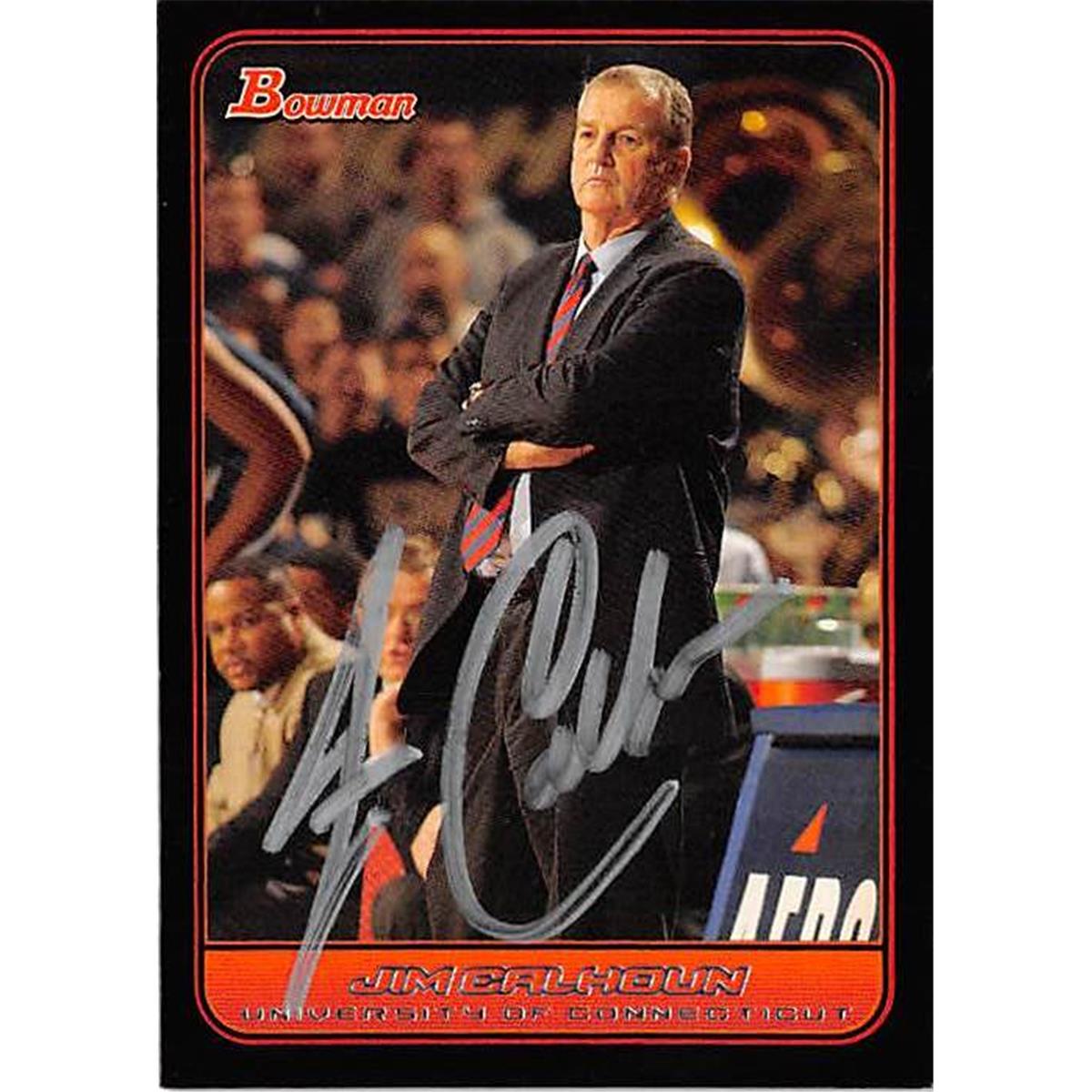Picture of Autograph Warehouse 366548 Jim Calhoun Autographed Basketball Card - 2006 Topps Bowman 113 Silver