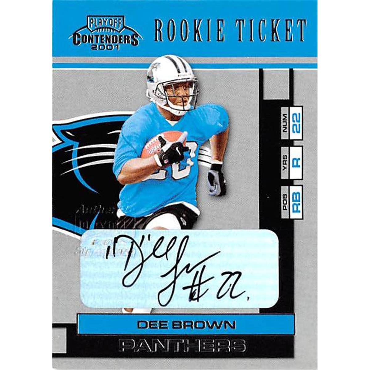 Picture of Autograph Warehouse 366578 Dee Brown Autographed Football Card - 2001 Playoff Contenders Rookie Ticket 192