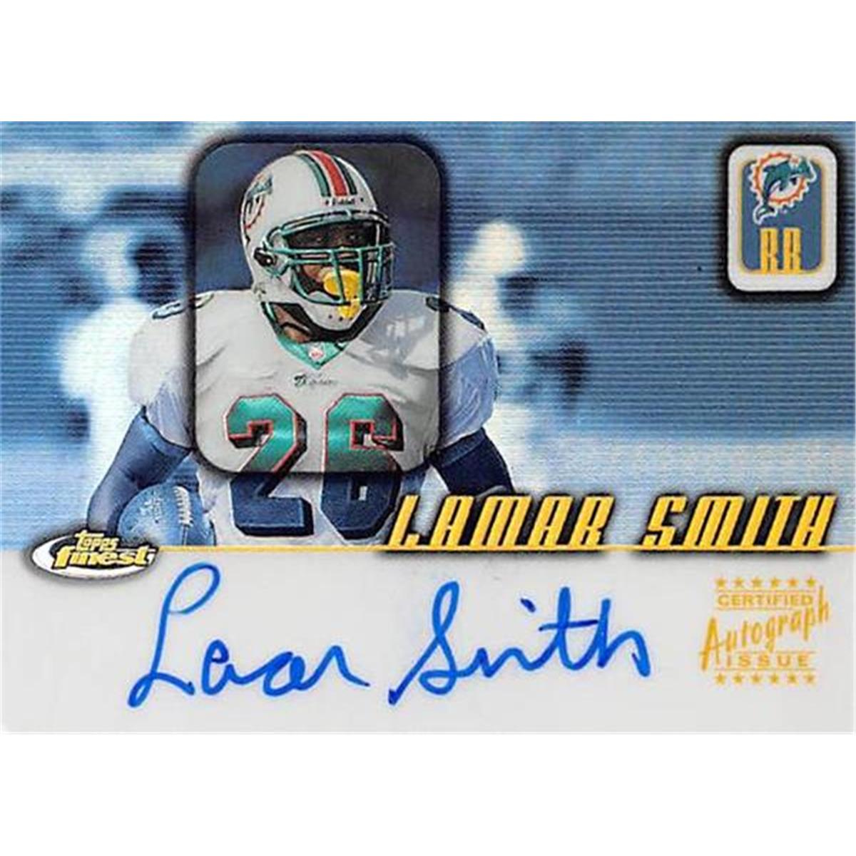 Picture of Autograph Warehouse 366600 Lamar Smith Autographed Football Card - 2001 Topps Finest FALS Rookie