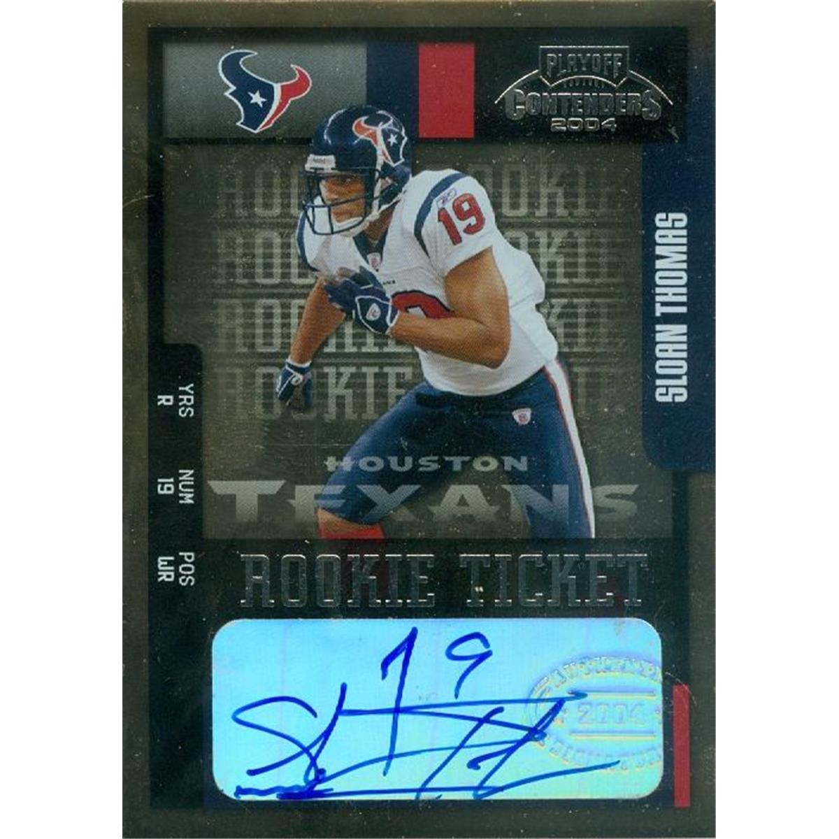 Picture of Autograph Warehouse 366612 Sloan Thomas Autographed Football Card - 2004 Playoff Contenders 173 Rookie