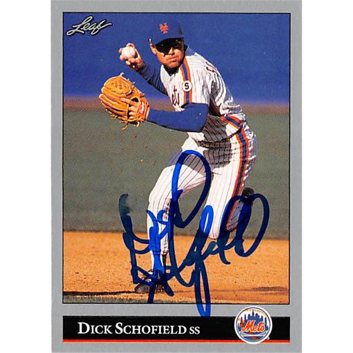 366771 Dick Schofield Autographed Baseball Card - 1992 Leaf 419