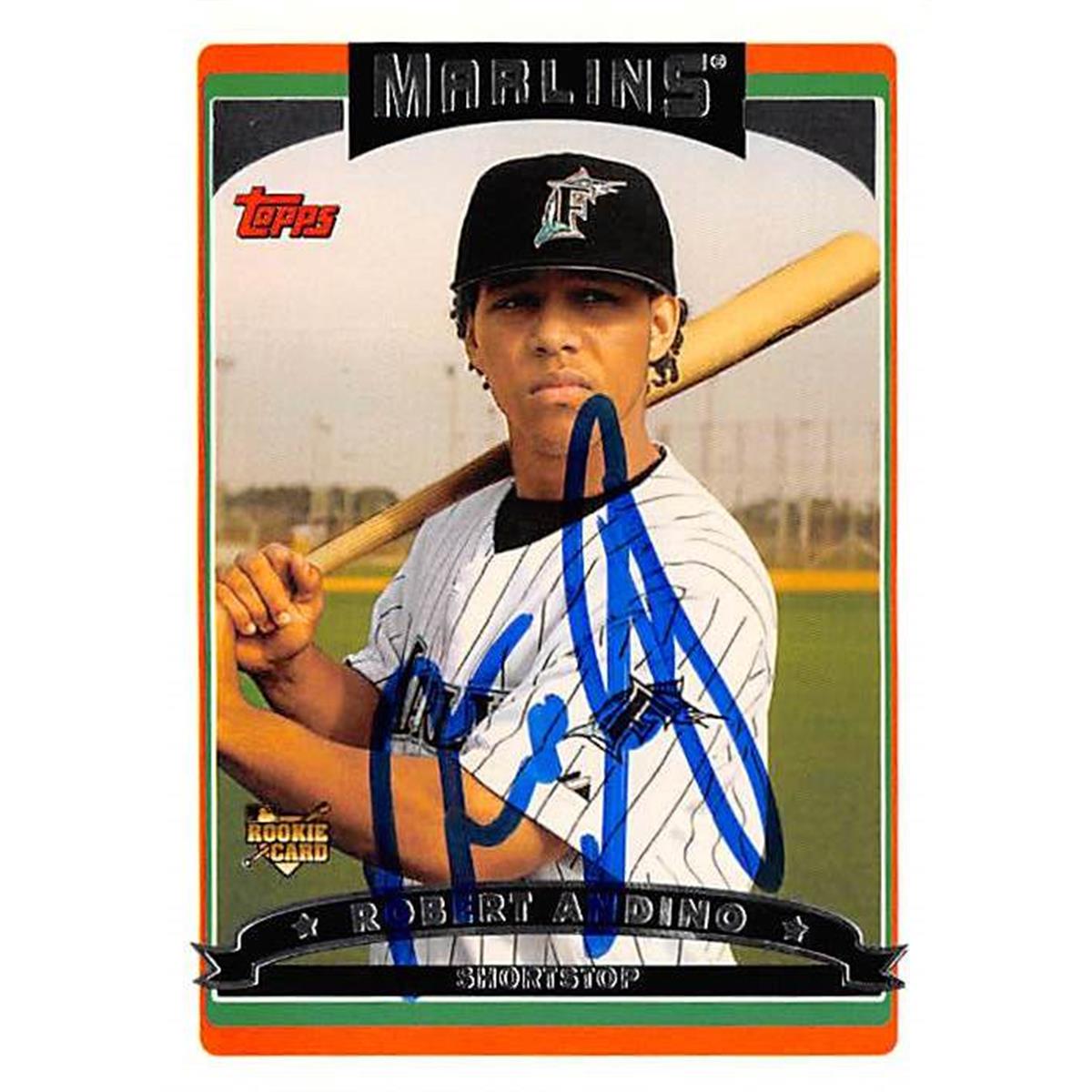 Picture of Autograph Warehouse 421027 Robert Andino Autographed Baseball Card Florida Marlins FS 2006 Topps No.313 Rookie