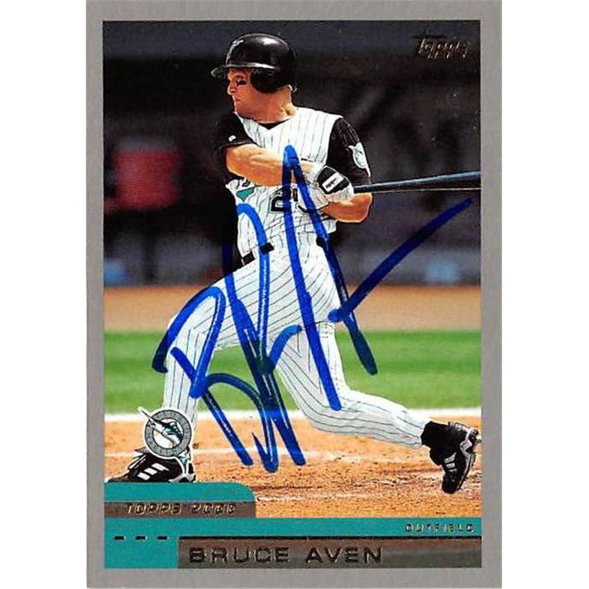 421033 Bruce Aven Autographed Baseball Card Florida Marlins 2000 Topps No.79