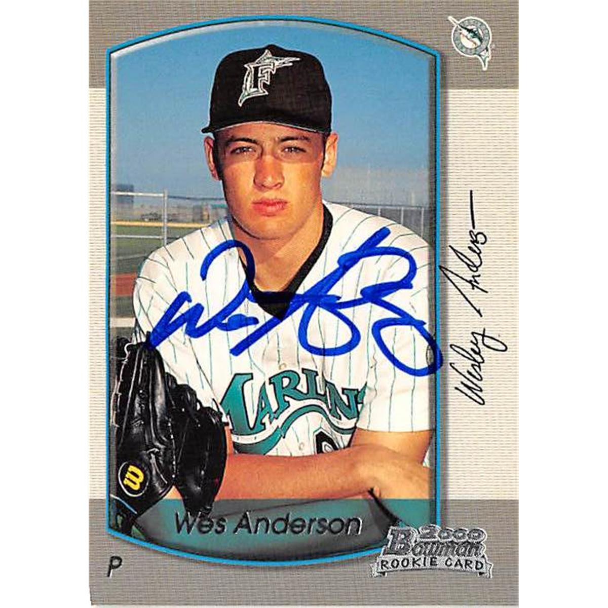 421046 Wes Anderson Autographed Baseball Card Florida Marlins FT 2000 Topps Bowman No.294