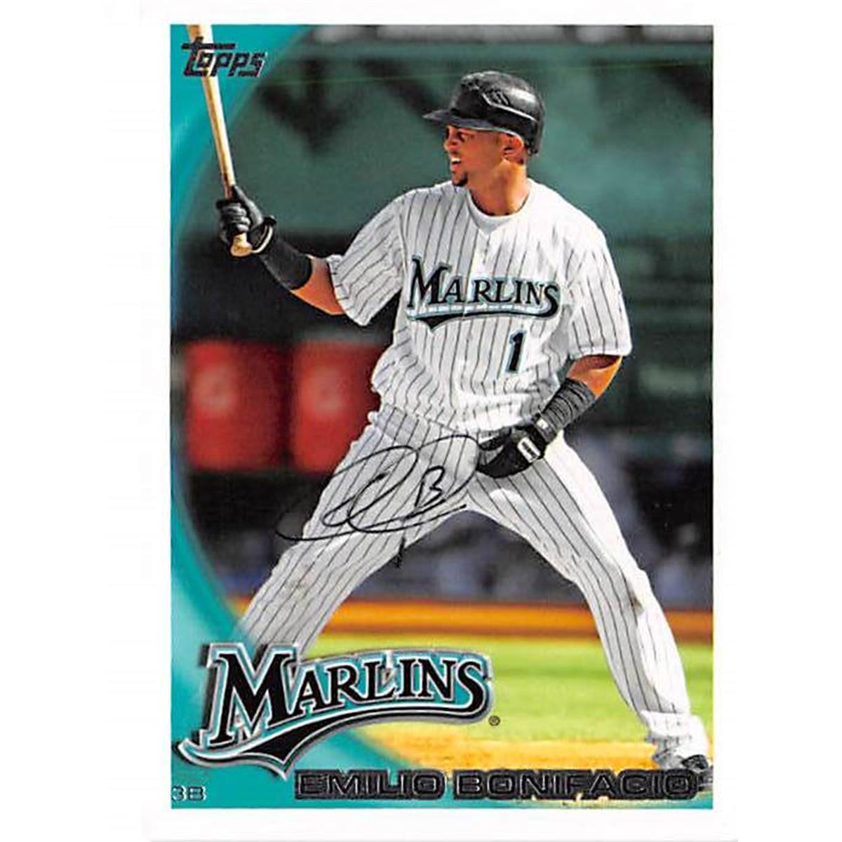 421102 Emilio Bonifacio Autographed Baseball Card Florida Marlins 2010 Topps No.439 BPP