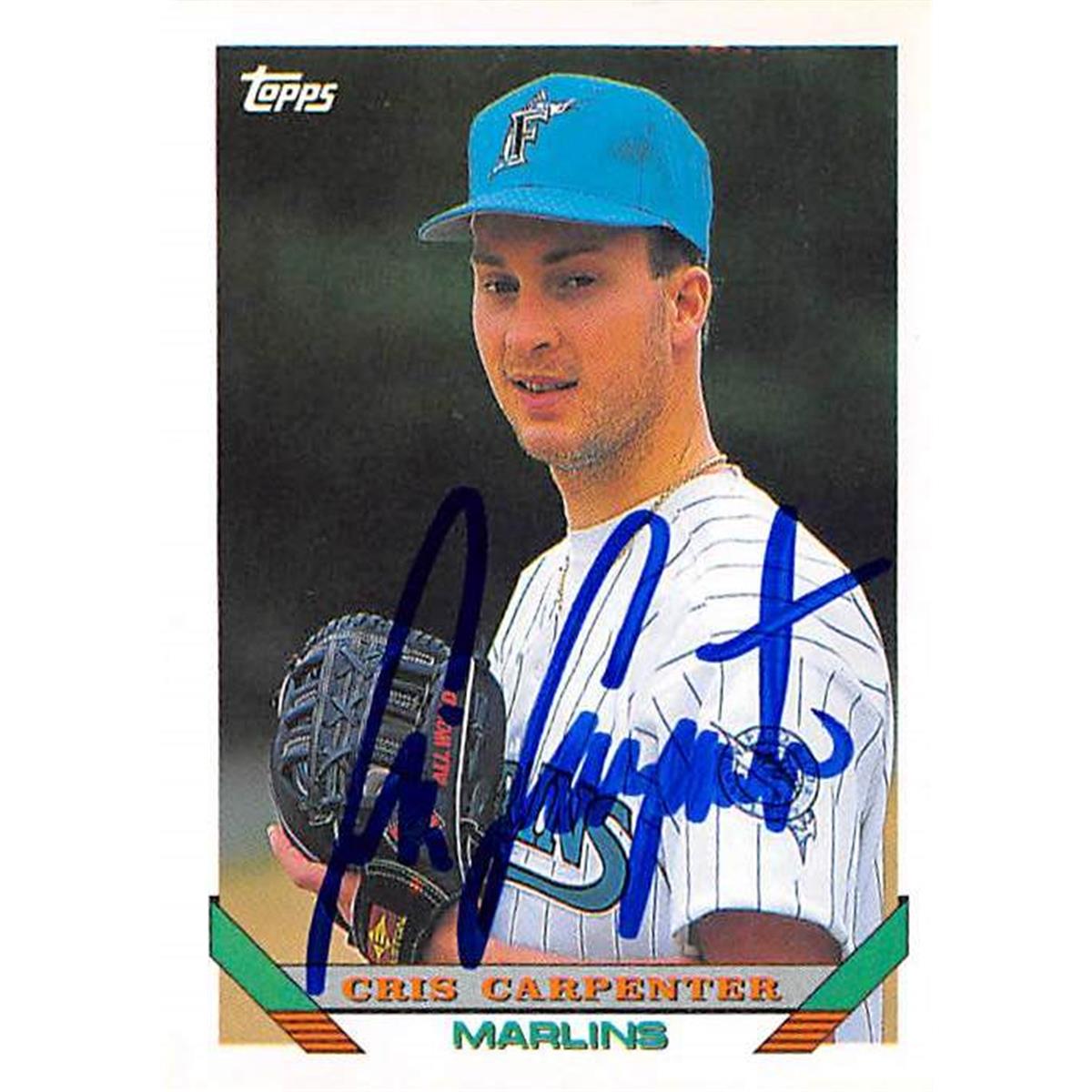 421126 Cris Carpenter Autographed Baseball Card Florida Marlins 1993 Topps No.629