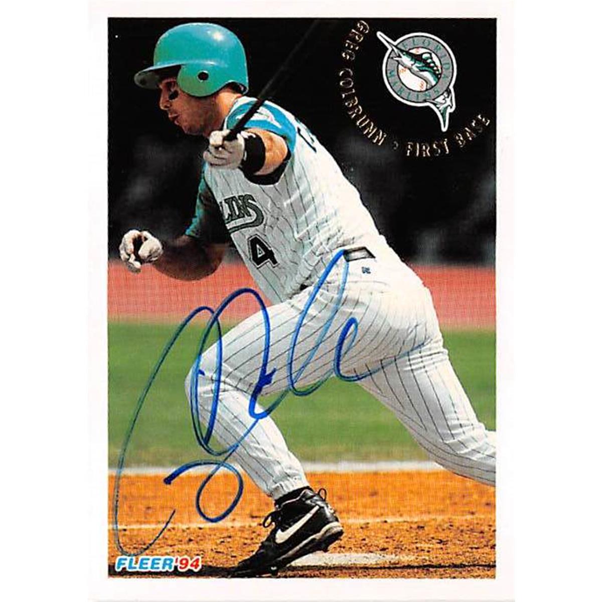 421136 Greg Colbrunn Autographed Baseball Card Florida Marlins 1994 Fleer No.U134