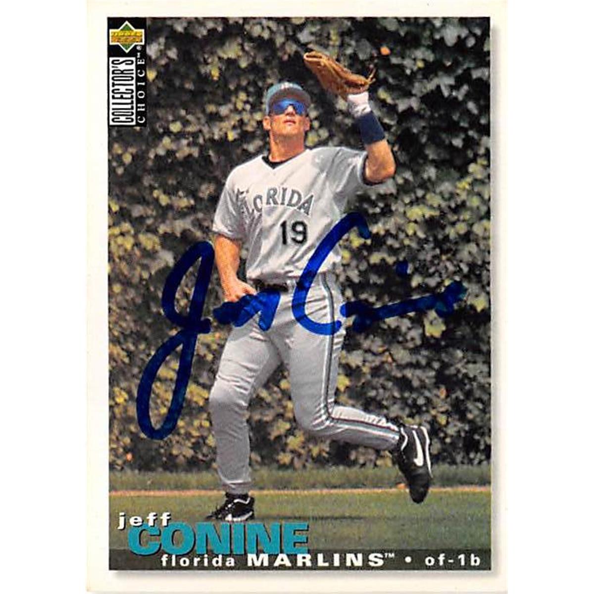 421169 Jeff Conine Autographed Baseball Card Florida Marlins 1995 Upper Deck No.305