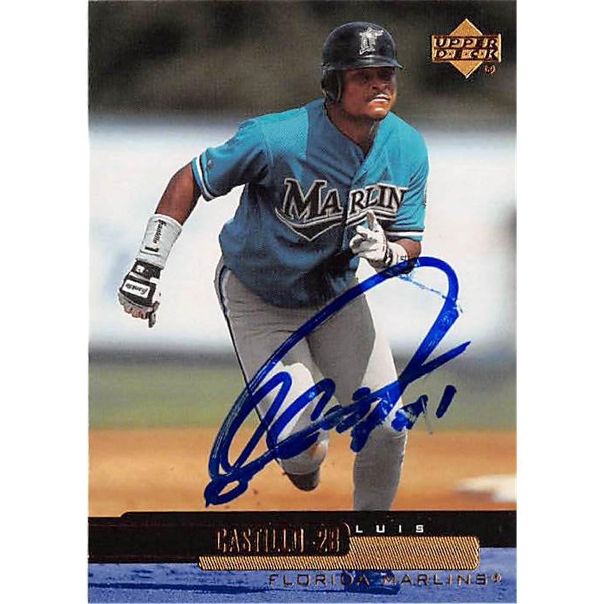421178 Luis Castillo Autographed Baseball Card Florida Marlins 2000 Upper Deck No.386