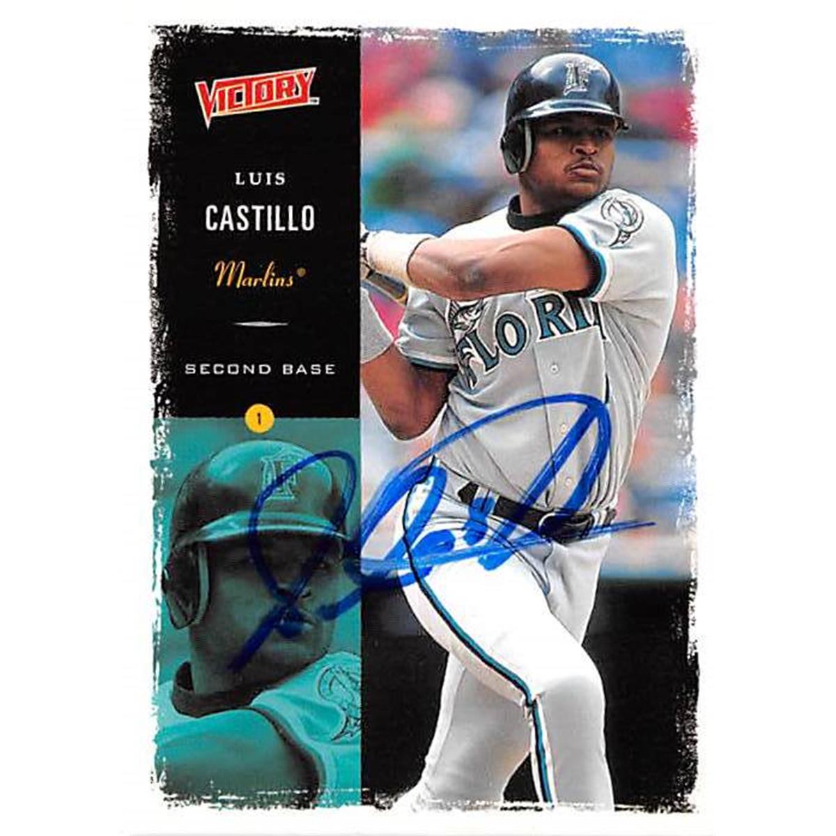 421179 Luis Castillo Autographed Baseball Card Florida Marlins 2000 Upper Deck Victory No.173