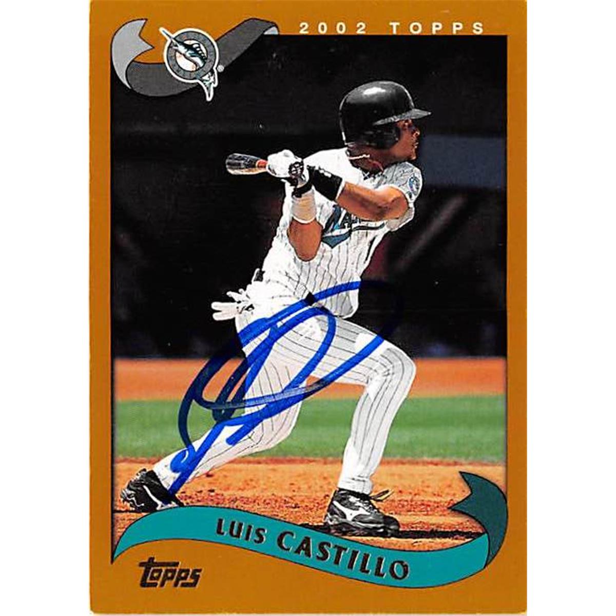 421198 Luis Castillo Autographed Baseball Card Florida Marlins 2002 Topps No.113