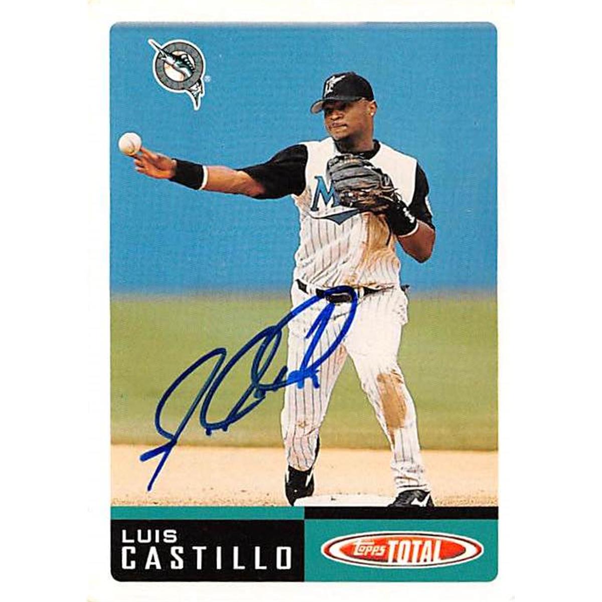 421200 Luis Castillo Autographed Baseball Card Florida Marlins 2002 Topps Total No.599