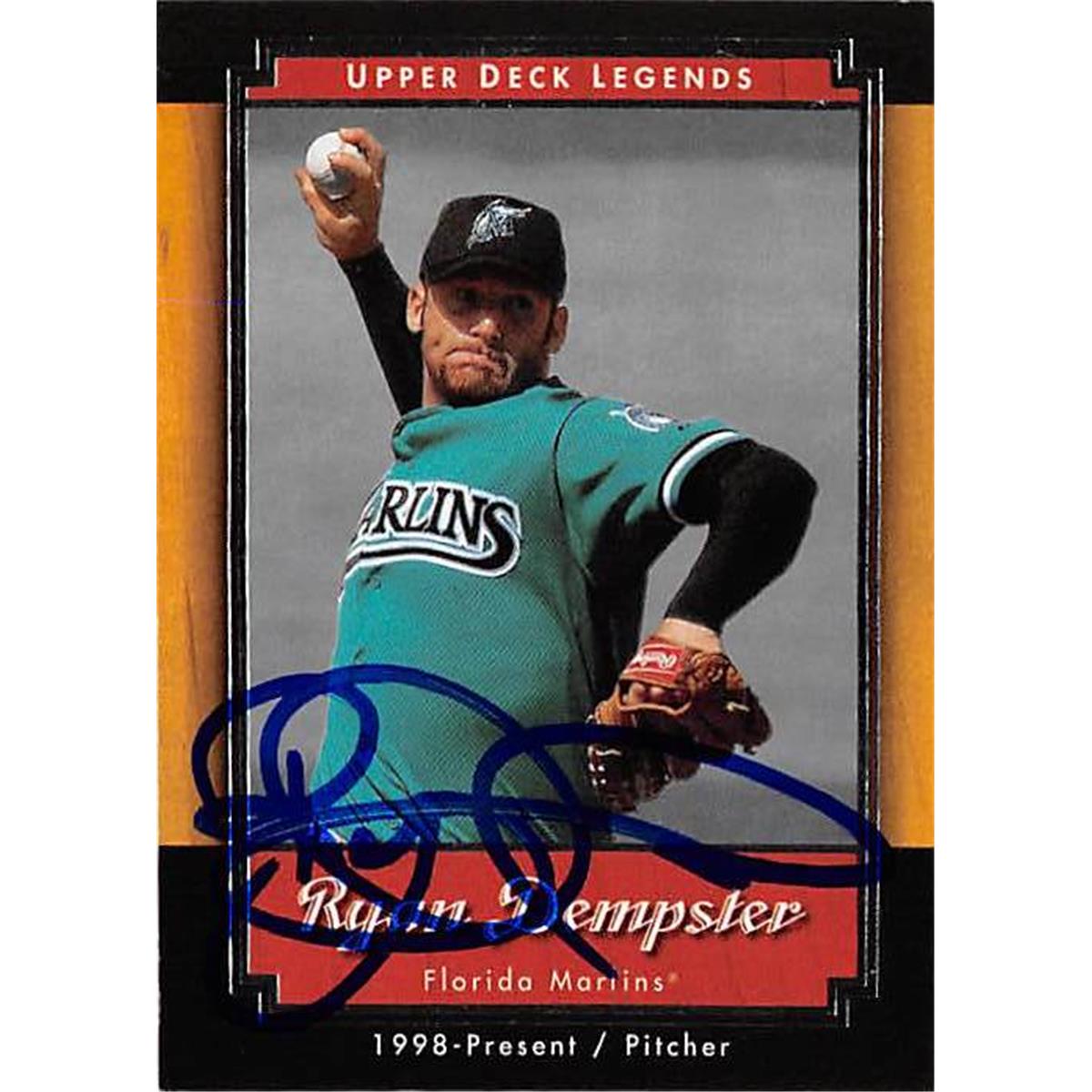 421233 Ryan Dempster Autographed Baseball Card Florida Marlins 2001 Upper Deck Legends No.74