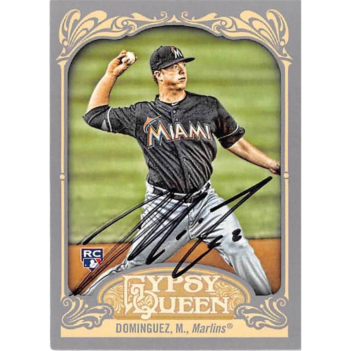 421244 Matt Dominguez Autographed Baseball Card Miami Marlins 2012 Topps Gypsy Queen No.207 Rookie