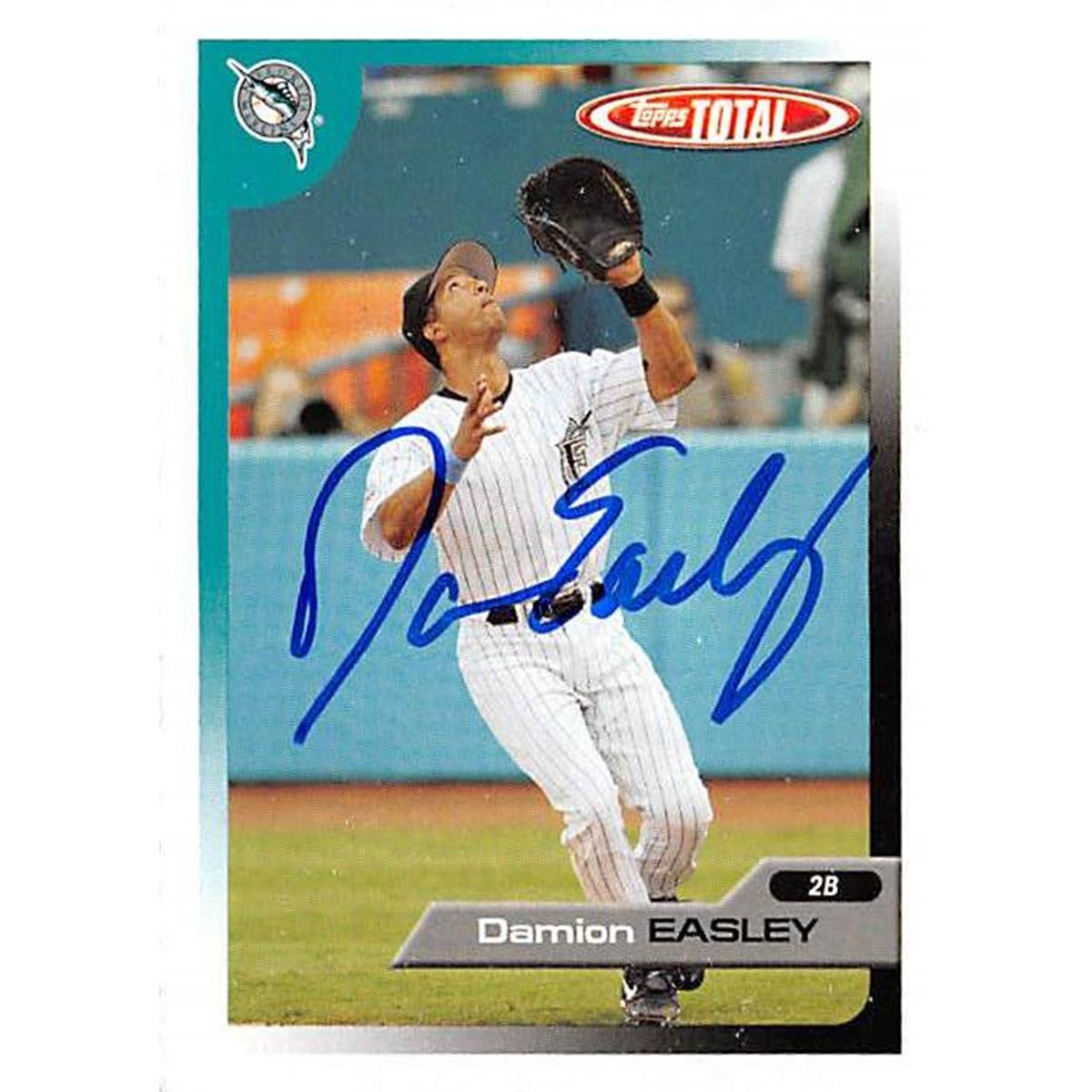 421272 Damion Easley Autographed Baseball Card Florida Marlins 2004 Topps Total No.177