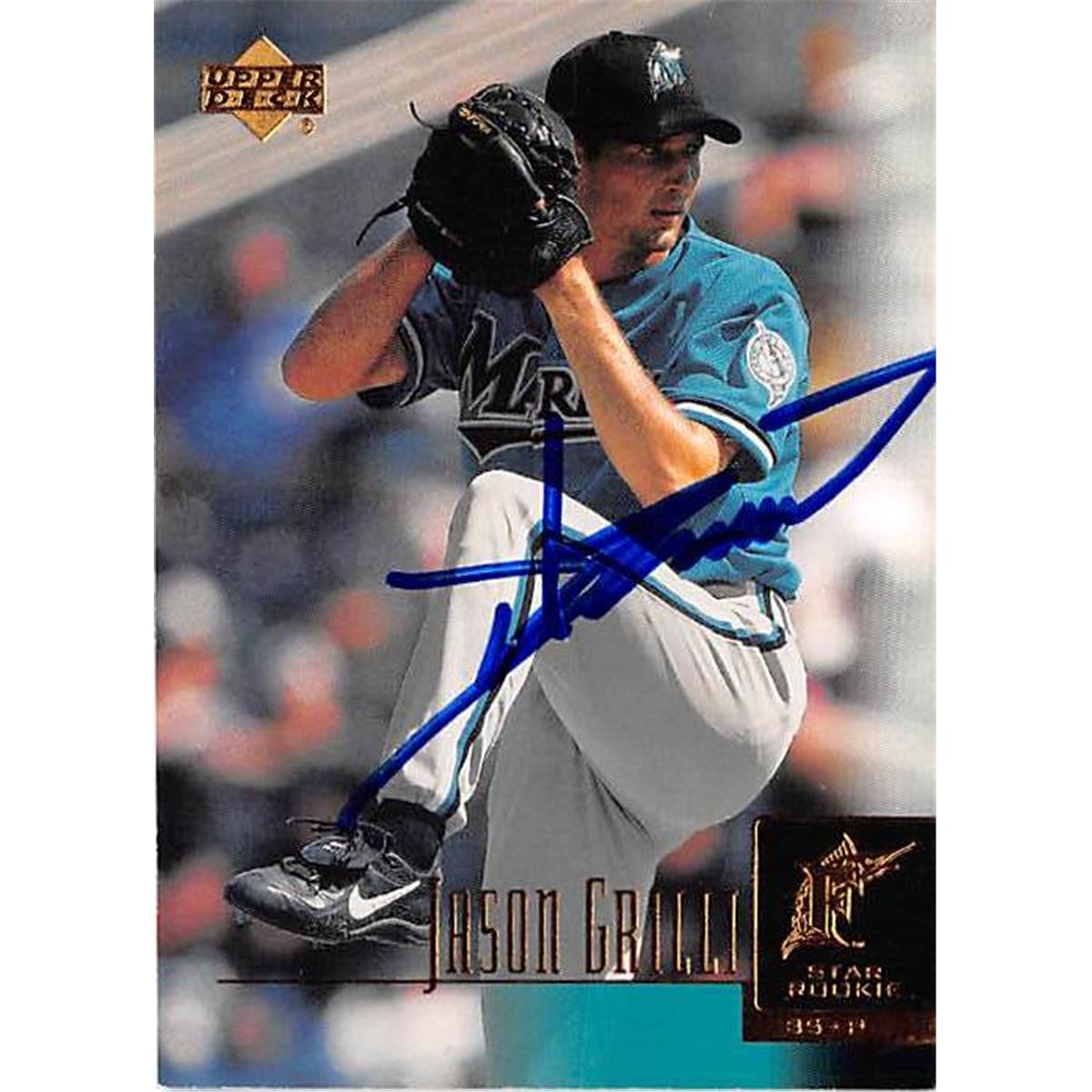 421312 Jason Grilli Autographed Baseball Card Florida Marlins 2001 Upper Deck No.18