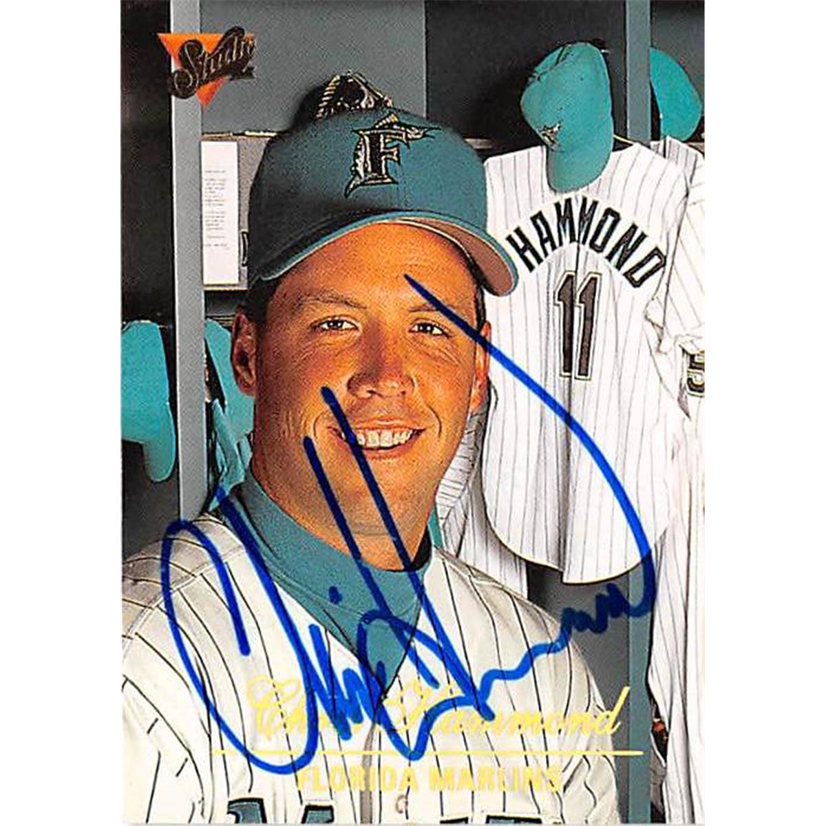 421351 Chris Hammond Autographed Baseball Card Florida Marlins 1994 Donruss Studio No.109