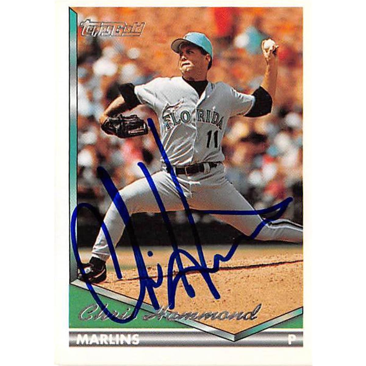 421357 Chris Hammond Autographed Baseball Card Florida Marlins 1994 Topps No.189