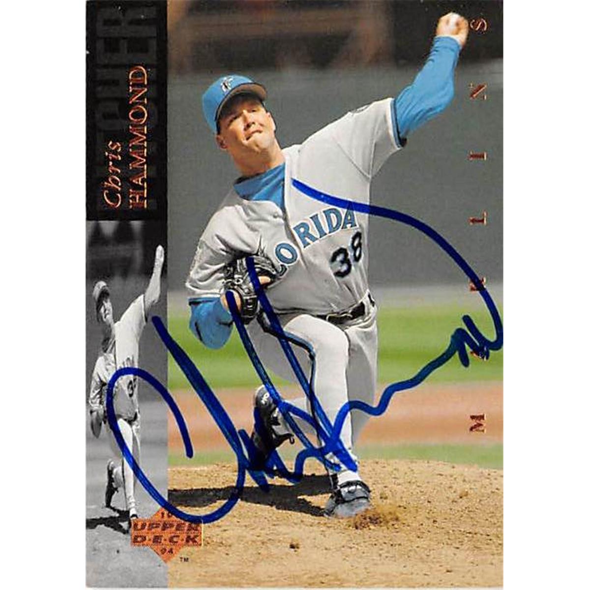421360 Chris Hammond Autographed Baseball Card Florida Marlins 1994 Upper Deck No.209