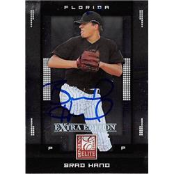 421399 Brad Hand Autographed Baseball Card Florida Marlins San Diego Padres All Star 2008 Donruss Elite No.10 Rookie