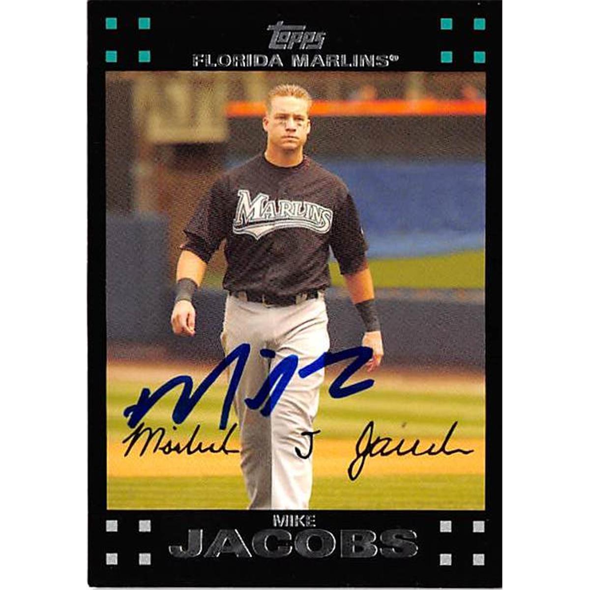 421410 Mike Jacobs Autographed Baseball Card Florida Marlins 2007 Topps No.134