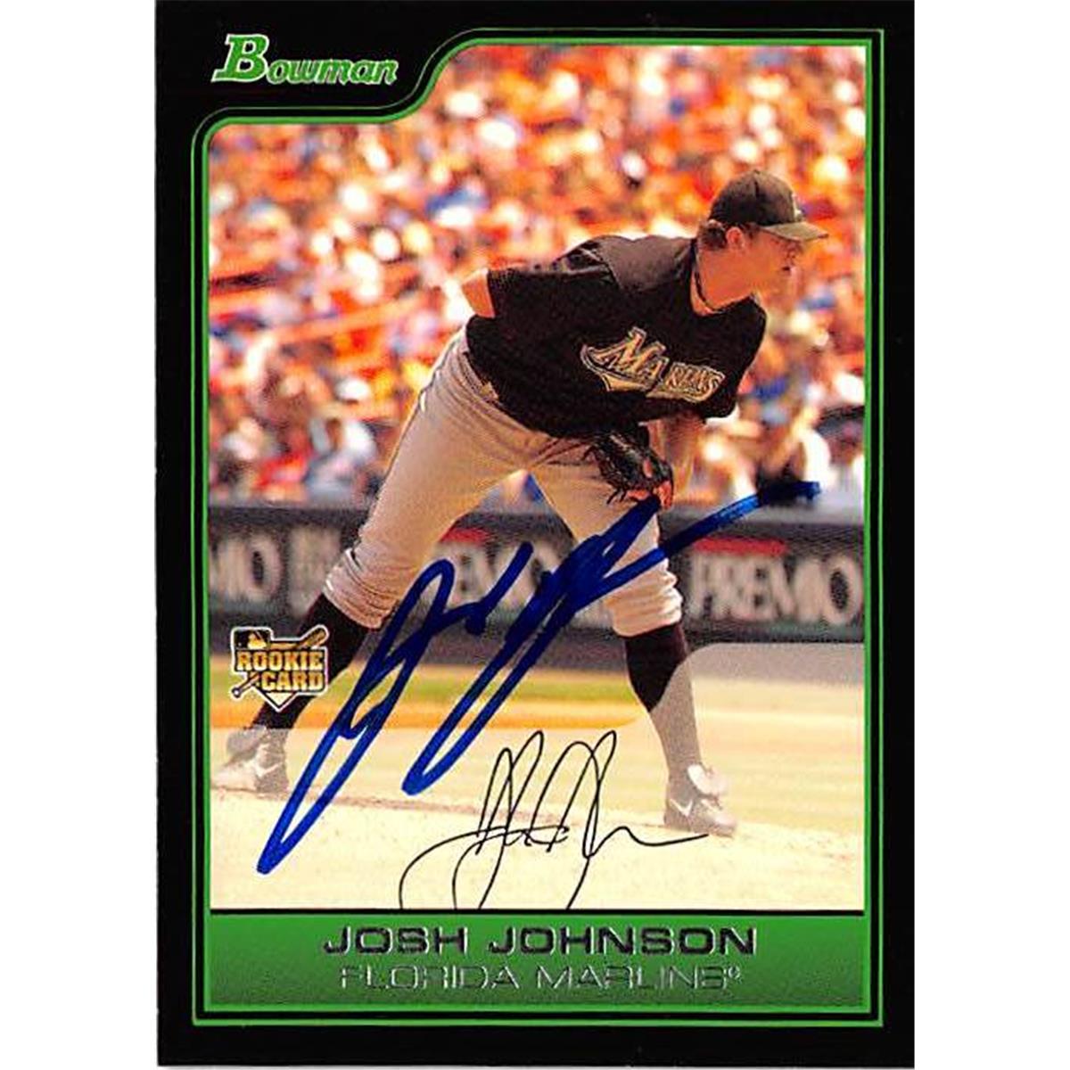 421415 Josh Johnson Autographed Baseball Card Florida Marlins 2006 Topps Bowman No.BDP124