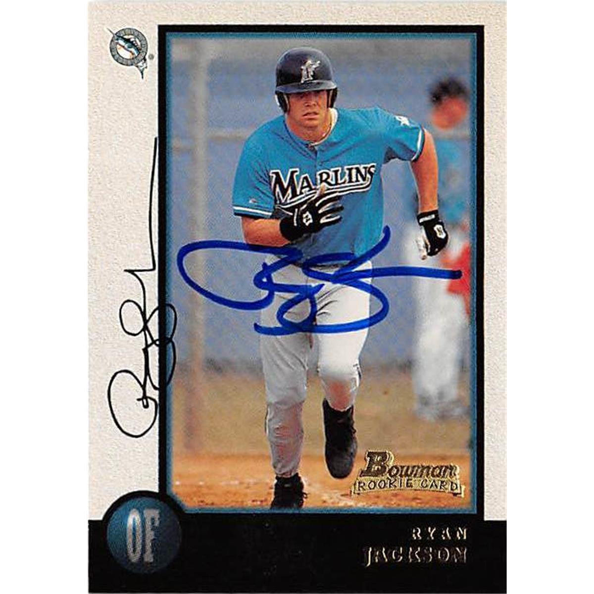 421433 Ryan Jackson Autographed Baseball Card Florida Marlins 1998 Topps Bowman No.101