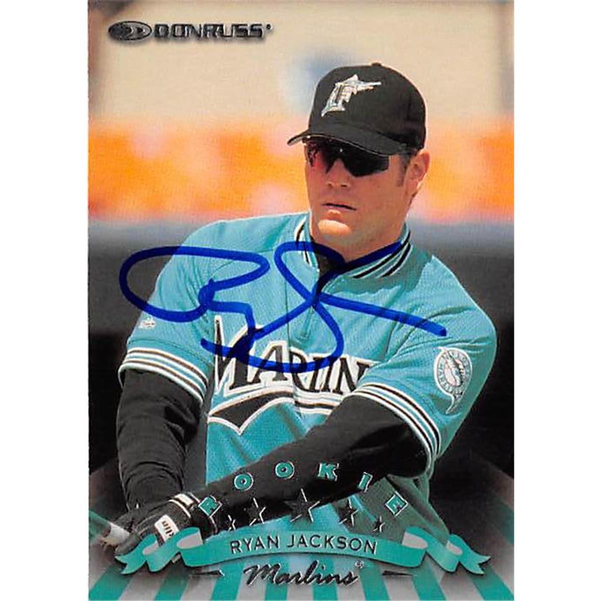 421438 Ryan Jackson Autographed Baseball Card Florida Marlins 1998 Donruss No.194 Rookie