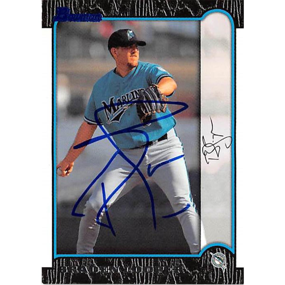 421486 Braden Looper Autographed Baseball Card Florida Marlins 1999 Topps Bowman No.353