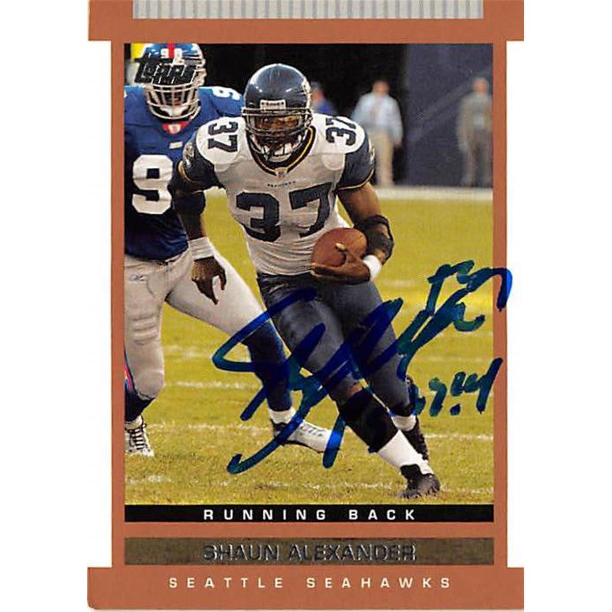 421641 Shaun Alexander Autographed Football Card Seattle Seahawks 2003 Topps No.70
